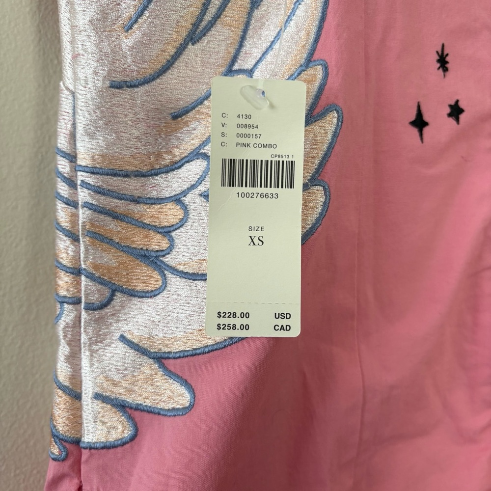New Anthropologie Maeve pink swan embroidered mini shift dress - Picture 8 of 11